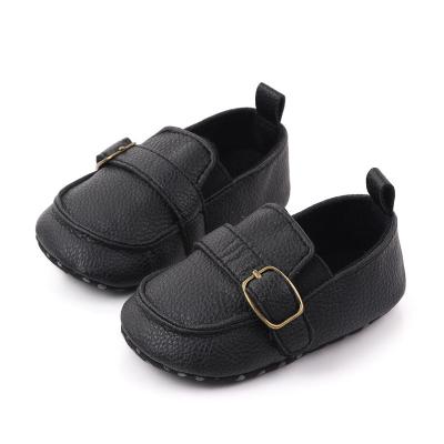 China Free Sample Soft Sole Anti-Slip Infant Newborn Baby Boy Shoes Little Toddler Causal Round Leather Shoe First Walkers for sale