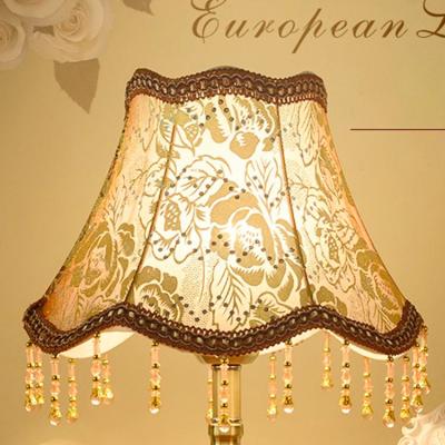 China 2021 hot sale retro classic designs luxury retro fabric E27 lampshade with embroidery pictures for table floor wall lighting for sale