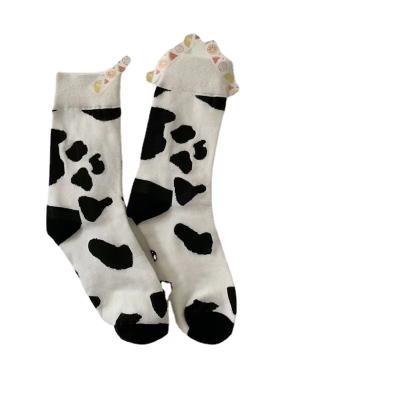 China Wholesale INS Wind QUICK DRY Cow Boots Print Make Your Own Logo Design Print Woman Designer Socks for sale