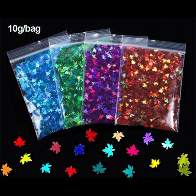 China Gift 10g Multicolor Iridescent Maple Sequin Foil Holographic Nail Sequins Flakes Glitter Foil for DIY Epoxy Resin Art Crafts for sale