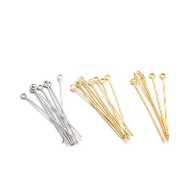 China Head Pins For Jewelry Making 100pcs 20 30 40mm Real Gold Plated Eye Head Pins Needles For Diy Earring Jewelry Making Jewelry Accessories Dropshipping for sale