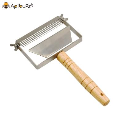 China Large Adjustable Large Handle SS Adjustable Wooden Inner Teeth Uncorking Fork Beeswax Uncapper Beekeeping Tools Bee Equipment Beekeeping for sale