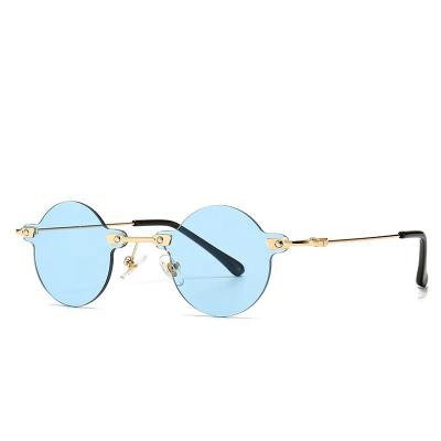 China Popular Round Anti UV400 8820 Sunglasses 2020 Vintage Classic Metal Shades Rimless Sunglasses Unisex Small for sale