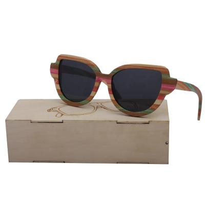 China Handmade Wood Eyewear Cat Eye Sunglasses Frame Colorful Zebra Wood Sun Glasses Sun Glasses Eyewear for sale