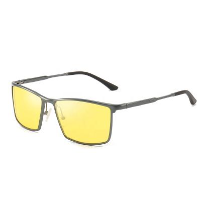 China Anti UV400 American And European Style Men Polarized Day Night Driving Glass Thin Aluminum Frame Yellow Sunglasses for sale