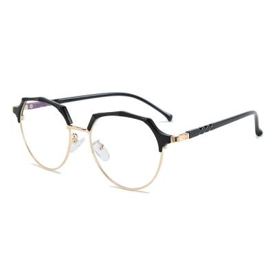 China Black Plastic Unisex Semi Rimless Glasses Anti Eyewear UV400 Rectangle Half Rim Eyeglasses Frames Optical Frame for sale