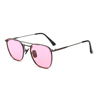 China Fashion sunglasses tending double bridge sun glass custom logo tending flat surface pilot sunglasses for sale