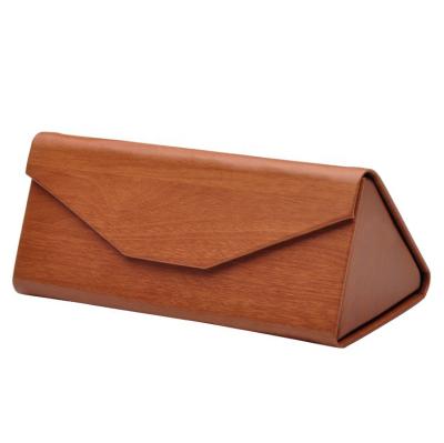 China Wholesale Custom Recyclable Custom Folding Glass Sunglasses Triangle Case Magnetic Lightweight Fashion Pu Leather Portable Cases for sale