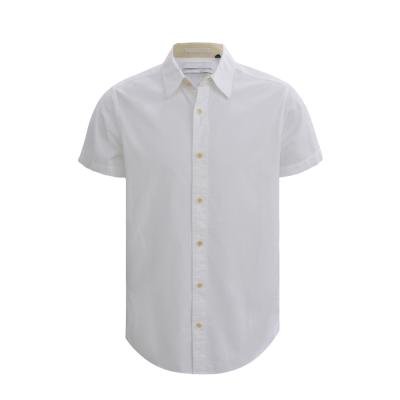 China Pure cotton men's anti-pilling shirt casual short sleeve white solid plain shirt for men for sale