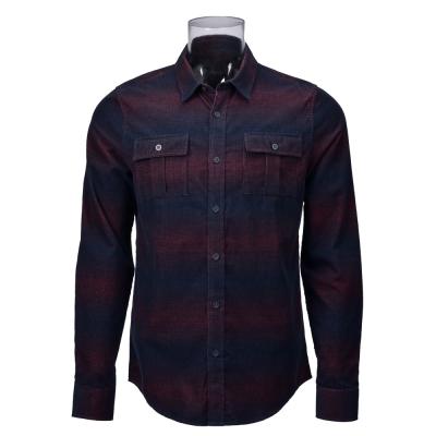 China Anti-pilling Mens Cotton Long Sleeve Shirt Striped Corduroy Casual Shirt For Men for sale