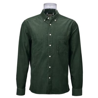 China 100% Long Sleeve Two Cotton Shirt Anti-Pilling Mens Pockets Solid Green Corduroy Casual Shirt For Men for sale