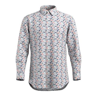 China 100% Nice Anti-pilling Men's Shirt Printing Cotton Flower Digital Print Long Sleeve Shirt For Men for sale