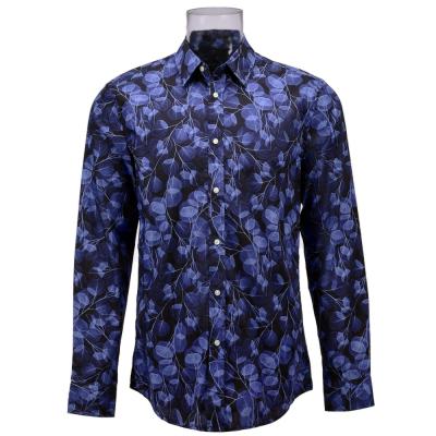 China High Quality Men's Anti-pilling Printing Shirt Pure Cotton Petaldown Digital Printing Purple Shirt For Men for sale