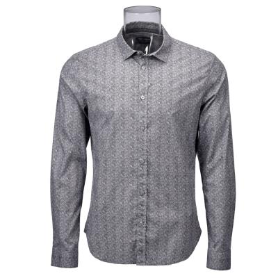 China Anti-pilling Men's Digital Print Shirt Elastic Cotton Long Sleeve Shirt Leaves Printing Shirt For Men for sale