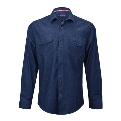 China New Arrival Anti-pilling Men's Denim Shirt Cotton Polyester Rayon Spandex Solid Denim Fishbone Shirt For Men for sale