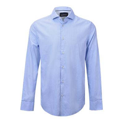 China Anti-pilling Men's BCI Cotton Yarn Dobby Blue Quality 100% Sleeve Dyed Shirt Long Nice For Men for sale