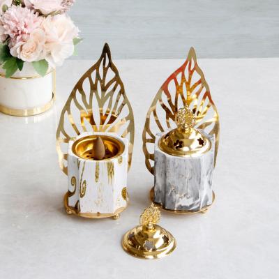 China Wholesale Delicate/Cheap/High Quality Gold Exquisite Ceramic Censer Arabian Censer Holder Home Decoration for sale