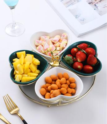 China Personalized Phnom Penh Dinner Plate Fruit Platter Sustainable Luxury Nordic Ceramic Compartment Heart Shaped Snack Dish for sale