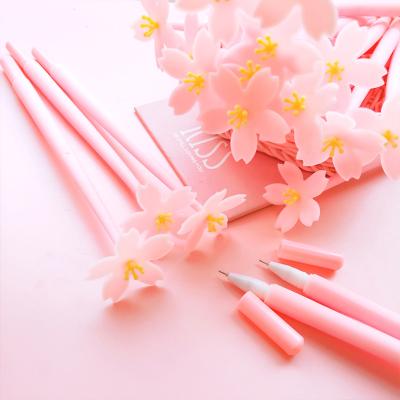 China office & School Pen Flower Ballpoint Gel Pen, Cherry Blossom Fine Point Black Silicone Rollerball Gel Ink Pen for Office School for sale