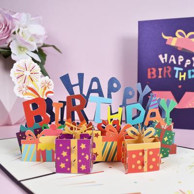 China American Gift 3D Birthday Card Luxury High Quality Handmade Paper Carving With Gift Cards Festival Greeting Invitations Pop Up Cards for sale