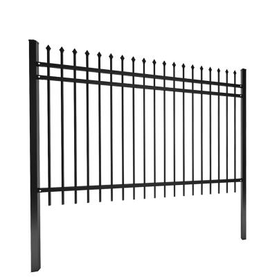 China Durable Stock Easily Assembled Black Powder Coated Square Tube Solid Wrought Iron Fencing For Sale for sale