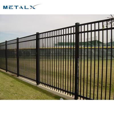 China Easily Assembled Modern 4x4 Galvanized Pipe Square Post Garden Pool Decorative Metal Fencing With Door Under Tray for sale