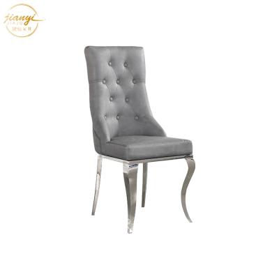 China Luxury Adjustable Modern Hotel Dining Chair (Other) Set For Metal Furniture/Stainless Steel Gray Velvet Restaurant Dining Chair for sale