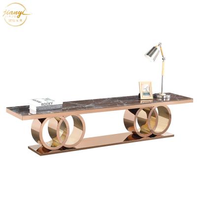 China Hotel Luxury Furniture Simple TV Stand Furniture Decoration Living Room Stainless Steel TV Stand for sale