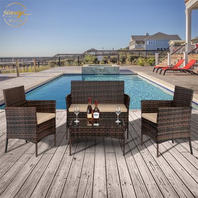 China Antique Outdoor Furniture Set Rattan Wicker Chair Garden Relax Coffee Table Sets Beach Table Sets for sale