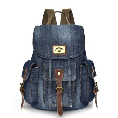 China Newest Designer Casual Women Travel Bagpack , Vintage Blue Jeans Durabe Ladies Backpack Bag for sale