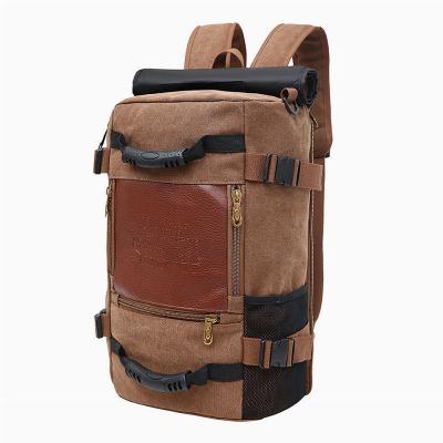 China Aliexpress Durabe Multifunctional Travel Duffel Bag Durable Vintage Rucksack Canvas Leather Backpack for sale