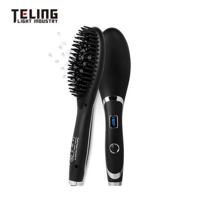 China Safety Negative Ion Fast Heating Portable Hair Straightener Comb LED Display Electric Hair Straightener Brush for sale