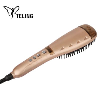 China Hand-shape Ergonomic Design Handle Plate Electric Steam Hair Straightener Ceramic Coated Comb, Hair Brush Straightener for sale