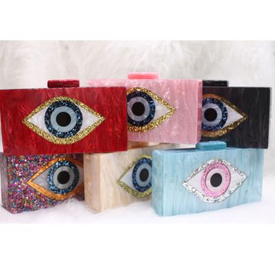 China Newest Acrylic Armpit Rectangle Bags Mother Pearl Evening Bag Clutch Evil Eye Acrylic Clutch Bag for sale