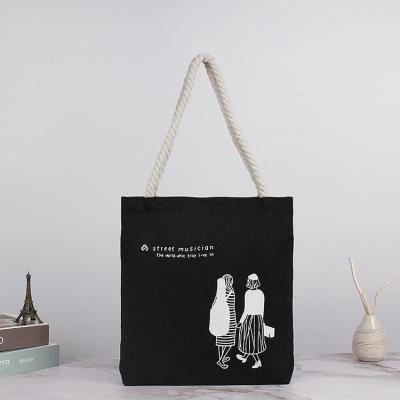 China Lady Custom Handbag Bags a Main Chic Pour Femme Cotton Canvas Cartoon Printed Tote Bags for sale