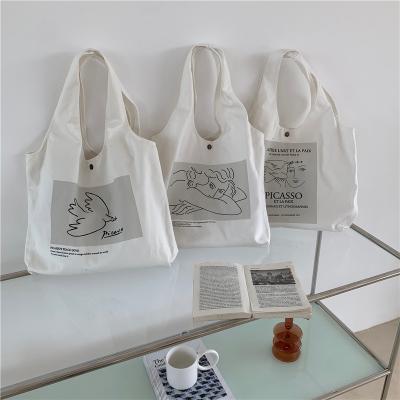 China Madame Literary Abstract Painting Tote Canvas Cotton Cloth Bag recyclable unique made to order promotional for sale