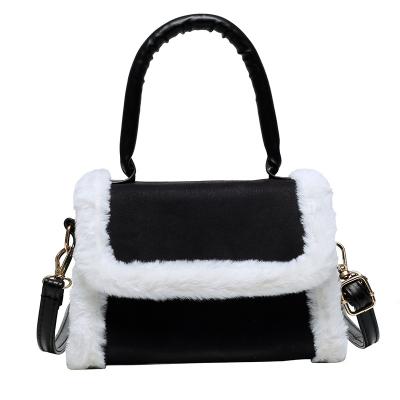 China Small Crossbody Bag Fashion Messenger Shoulder Bags Fur Strap Synthetic Leather Purses and Handbags for sale