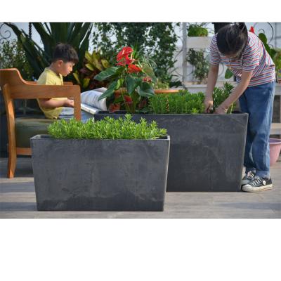 China Balcony Outdoor Decoration Novelty Greenship Garden Flower Plant Rectangular Plastic Pots And Planter For Plants for sale