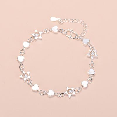 China Other Color Double Layer Dolphin Bracelet Star Heart Bead Charm Bracelet Silver Bangle For Women Elegant Jewelry for sale