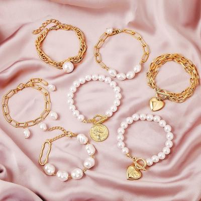 China Other Bracelets Women's Bead Chain 2022 Bracelets Gold Color Beads Heart Bracelet For Women Fashion Jewelry for sale