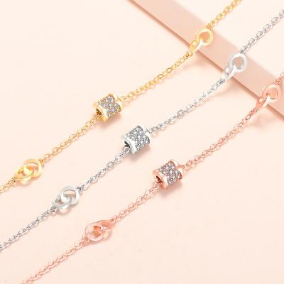 China Other Gold Women Rhinestone Zircon Chain Bracelet Elegant Women Thin Adjustable Jewelry for sale