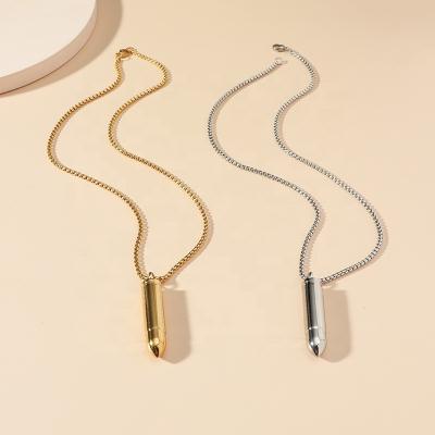 China FASHIONABLE Hip Hop Stainless Steel Gold Sliver Bullet Perfume Bottle Pendant In Memory Of Pet Loved Capsule Pendant for sale