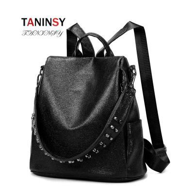 China Fashion Multifunction Taninsy Lychee Travel Backpack Anti Theft Soft Leather Backpack Waterproof Large Capacity Women Schoolbag for sale