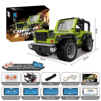 China Building Blocks Assembled Remote Control Car Toy Bricks 320PCS Jeep Radio Management Blocks Building Programming Bricks The Car Can Be Raced for sale