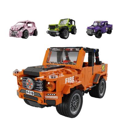 China Building blocks assembled remote control jeep bricks car toy 345PCS radio management block truck car building bricks car can be raced for sale