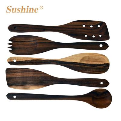 China Stocked Cheap 5 Pieces Promotion Wooden Baking Gift Set Utensil Tools for sale