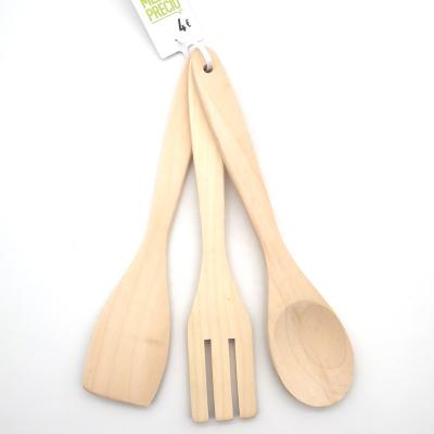 China Wooden Stocked Kitchen Accessories Cookware Set Kitchen Bamboo Spoon Spatula Tools Utensil Spoon Tool Hot for sale