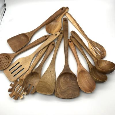 China Sustainable Kitchen Utensil Set Acacia Wood Nonstick Kitchen Utensil Set With Wooden for sale