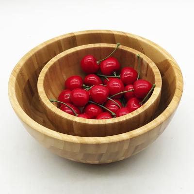 China 100% Natural Reusable Plant Fiber Salad Bowl Round Bamboo Wooden Bowl Eco-friendly for sale