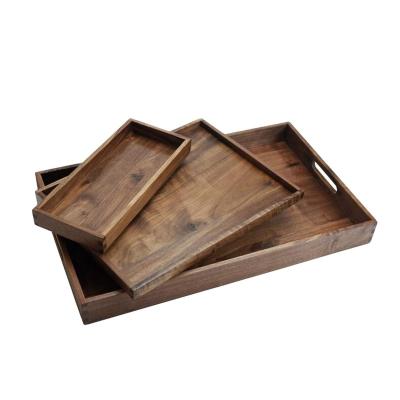 China Factory Set Eco - Friendly Black Walnut Cake Wooden Tray for sale